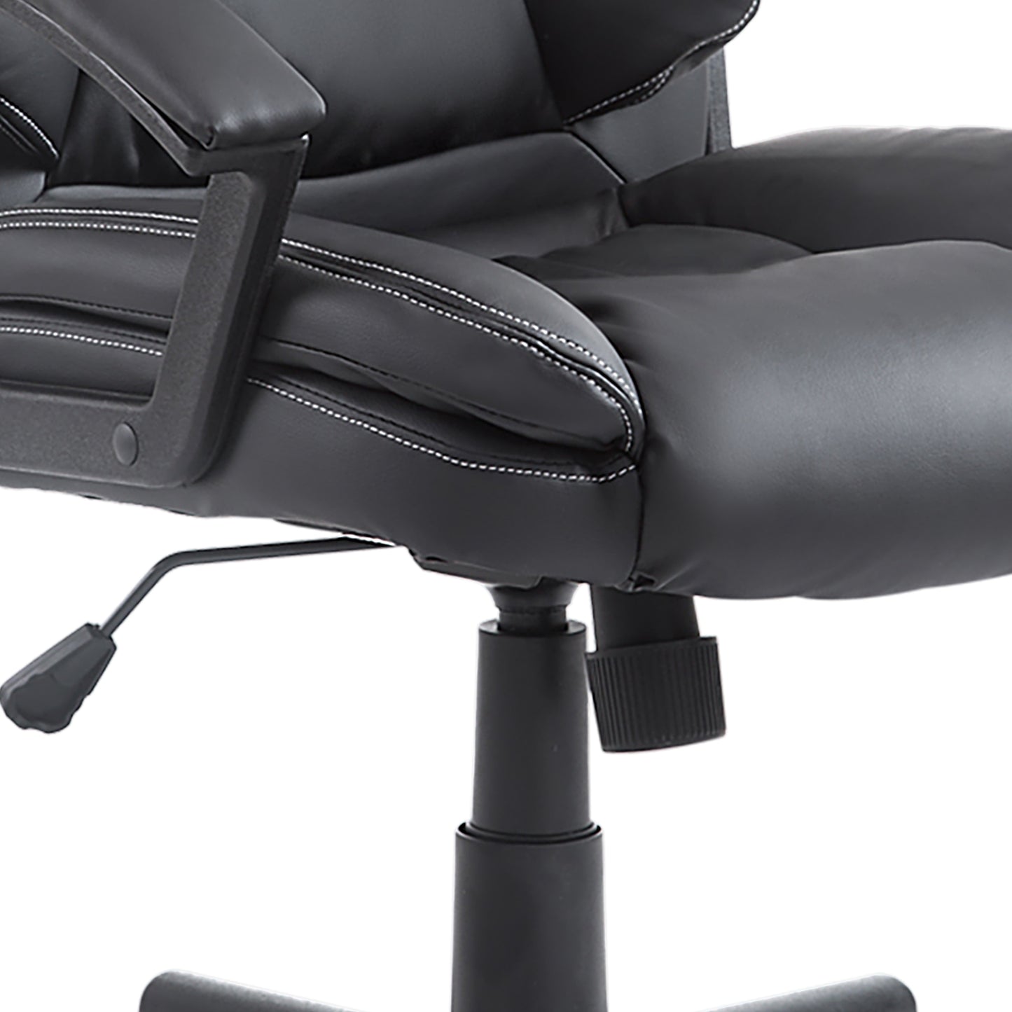 HOMCOM Executive Swivel Office Chair, Mid-Back Faux Leather Desk Chair with Double-Tier Padding, Arms, and Wheels, Black