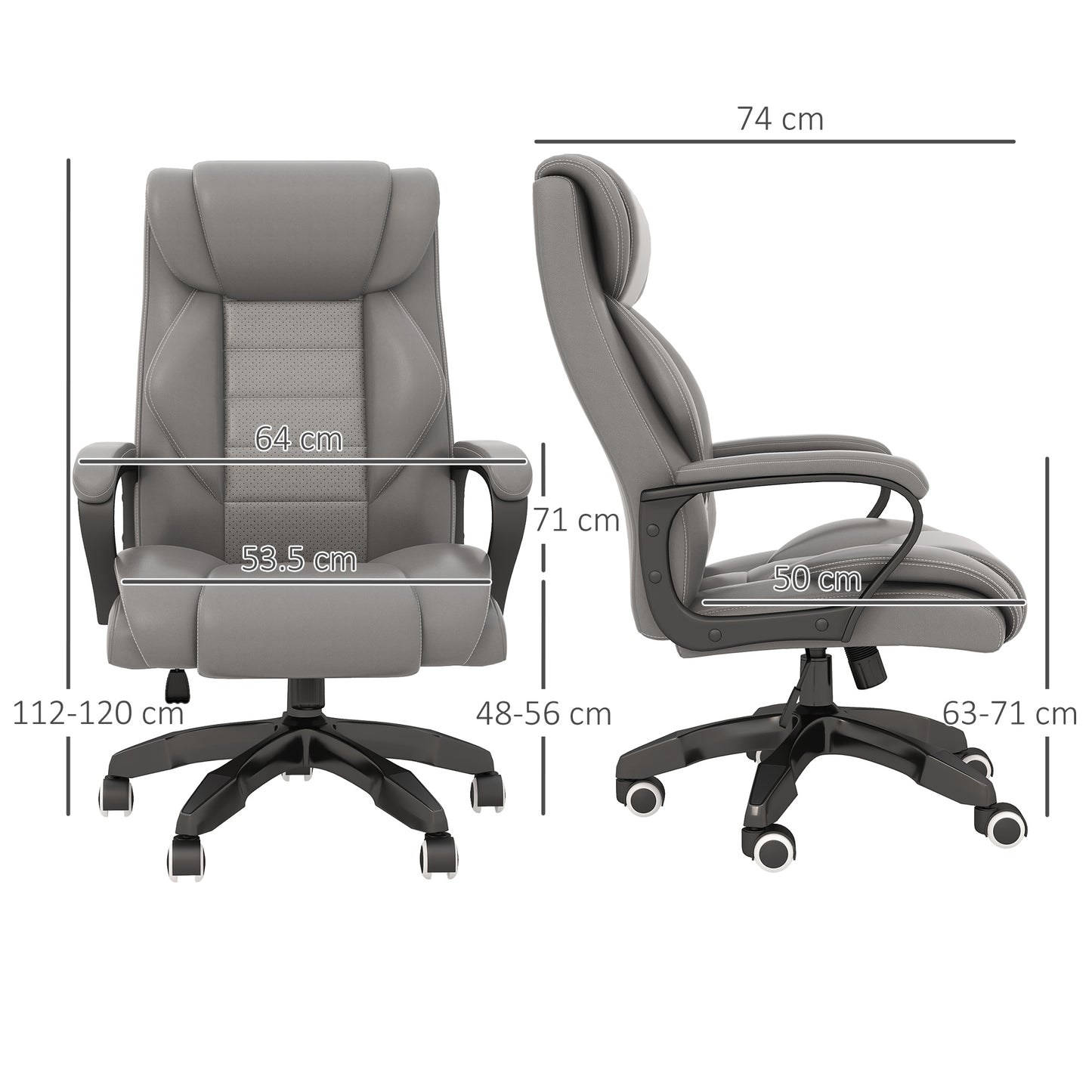 Vinsetto Executive Office Chair with 6-Point Massage, High Back Swivel Seat with Extra Padding, Ergonomic Tilt, Grey