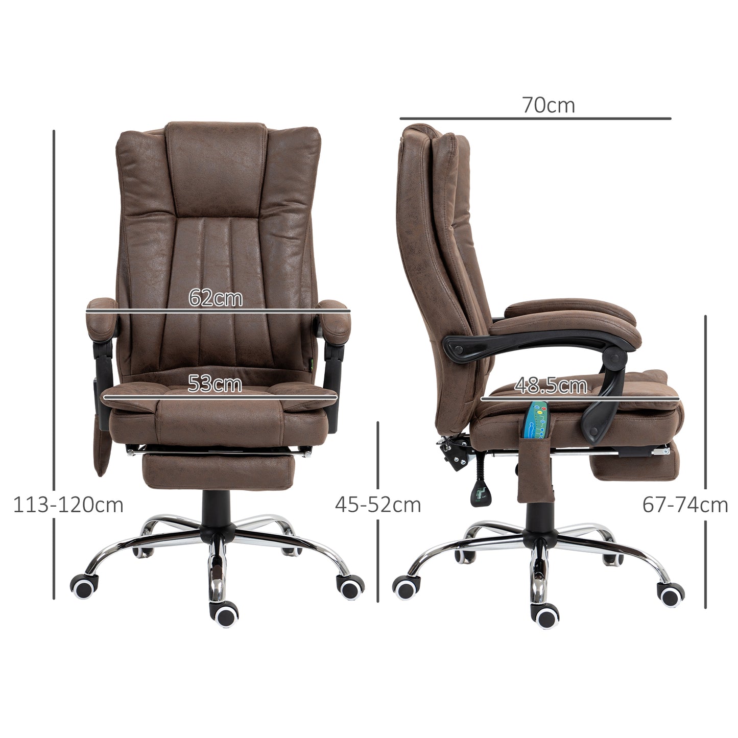 Vinsetto Vibrating Massage Office Chair with Heat, Desk Chair with Height Adjustable and Footrest, Dark Brown