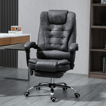 Vinsetto Executive Office Chair with 6 Point Heated Vibration Massage, Swivel, Ergonomic, High Back, Recliner with Footrest, Dark Grey