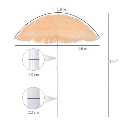 Outsunny Patio Garden Hawaii Beach Sun Umbrella Sunshade Hawaiian Folding Tilting Crank Parasol (Wheat)