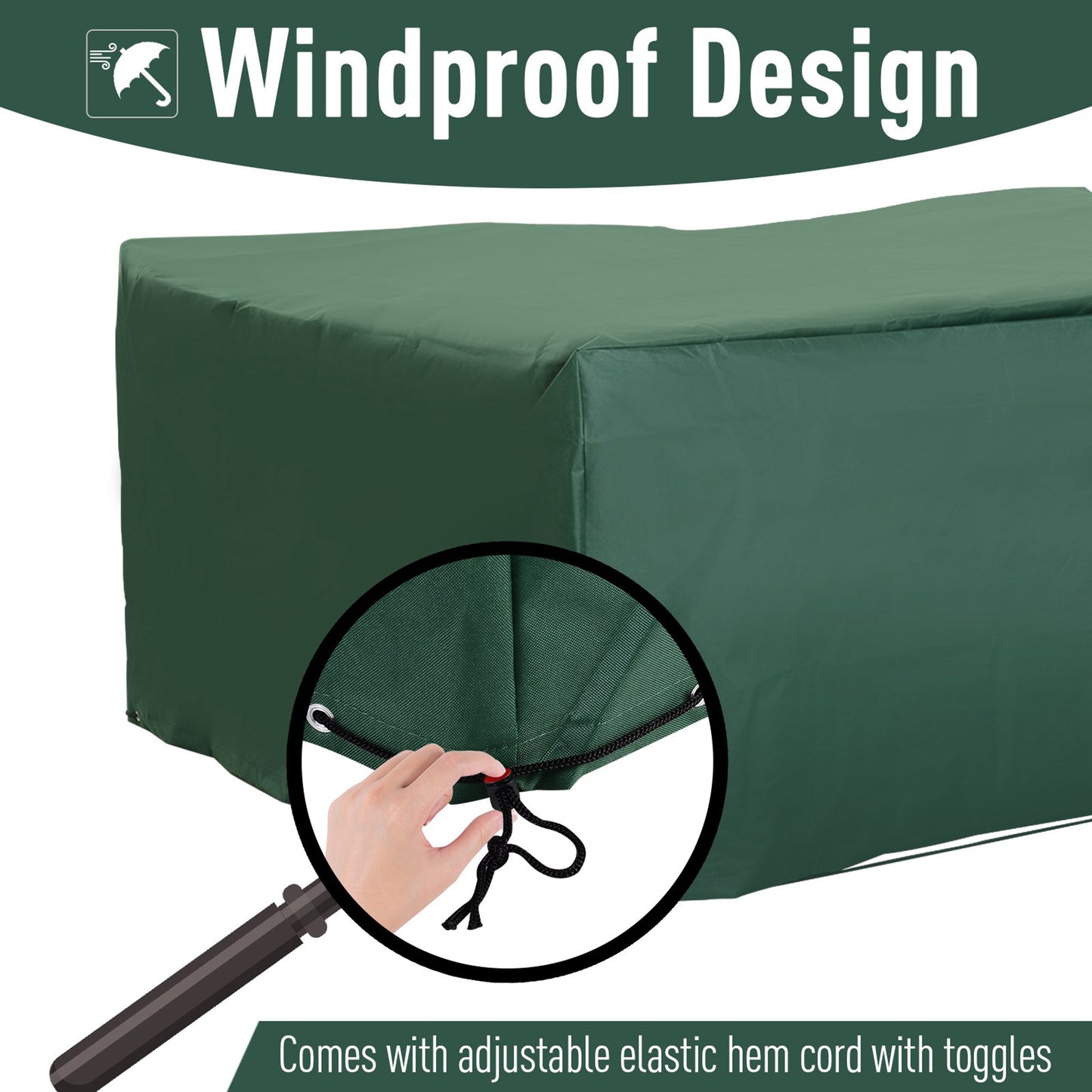 Outsunny 600D Garden Furniture Cover Outdoor Garden Rattan Furniture Protection Oxford Patio Set Cover Waterproof Anti-UV Green 210 x 140 x 80cm