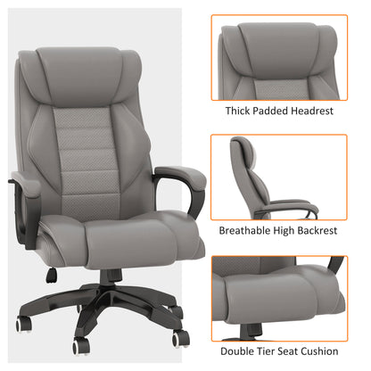 Vinsetto Executive Office Chair with 6-Point Massage, High Back Swivel Seat with Extra Padding, Ergonomic Tilt, Grey