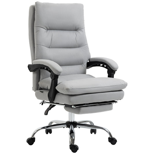 Vinsetto Vibration Massage Office Chair w/ Heat, Microfibre Computer Chair w/ Footrest, Armrest, Reclining Back, Double-tier Padding, Grey