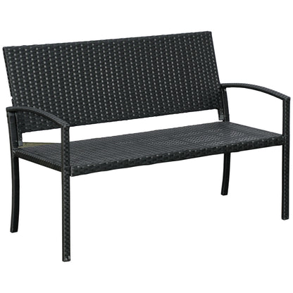 Outsunny Rattan Chair 2-Seater Loveseat-Black