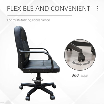 HOMCOM Swivel Executive Office Chair PU Leather Computer Desk Chair Office Furniture Gaming Seater - Black