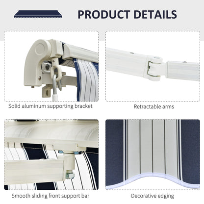 Outsunny Garden Patio Manual Retractable Awning Canopy Sun Shade Shelter, 3m x 2.5m-Blue/White