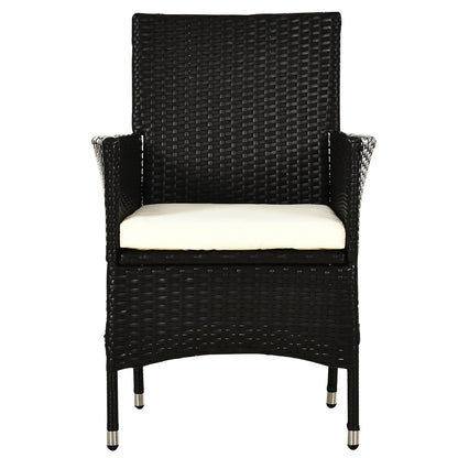 Outsunny Waterproof Rattan Armchair Duo: Deep Coffee Garden Patio Seating with Cushions