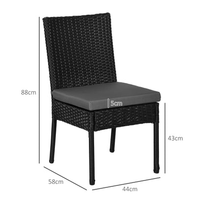 Outsunny Garden Seating: Armless Rattan Quartet, Weather-Resistant, Ebony Elegance