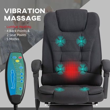 Vinsetto Ergonomic Heated 6 Points Vibration Massage Office Chair Black