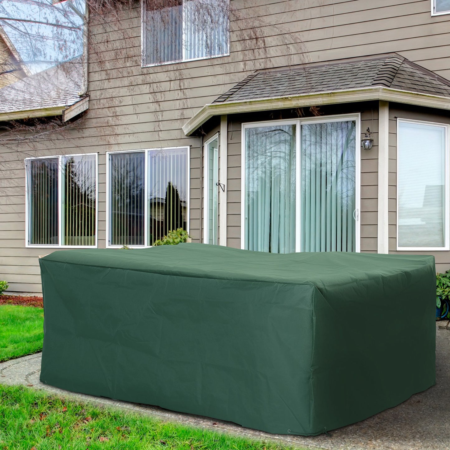 Outsunny 600D Garden Furniture Cover Outdoor Garden Rattan Furniture Protection Oxford Patio Set Cover Waterproof Anti-UV Green 210 x 140 x 80cm