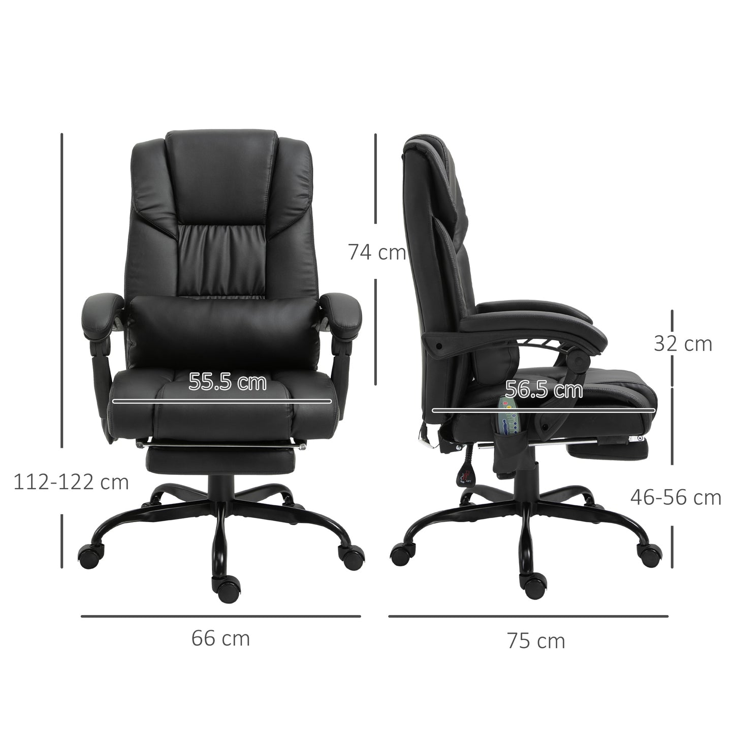 Vinsetto Racing Chair with 6-Point Massage, PU Leather, Electric Recliner, Adjustable Height and Angle, Black