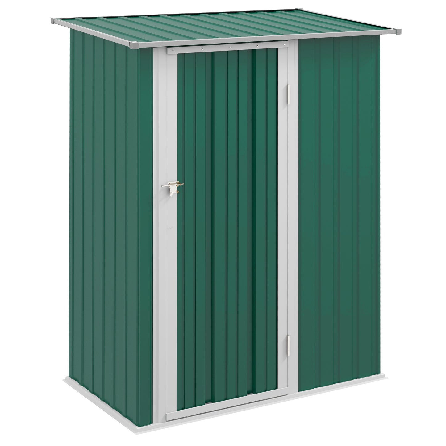 Outsunny 4.7ft x 2.8ft Garden Shed Steel Storage Shed Outdoor Equipment Tool Sloped Roof Door w/ Latch Weather-Resistant Paint Green