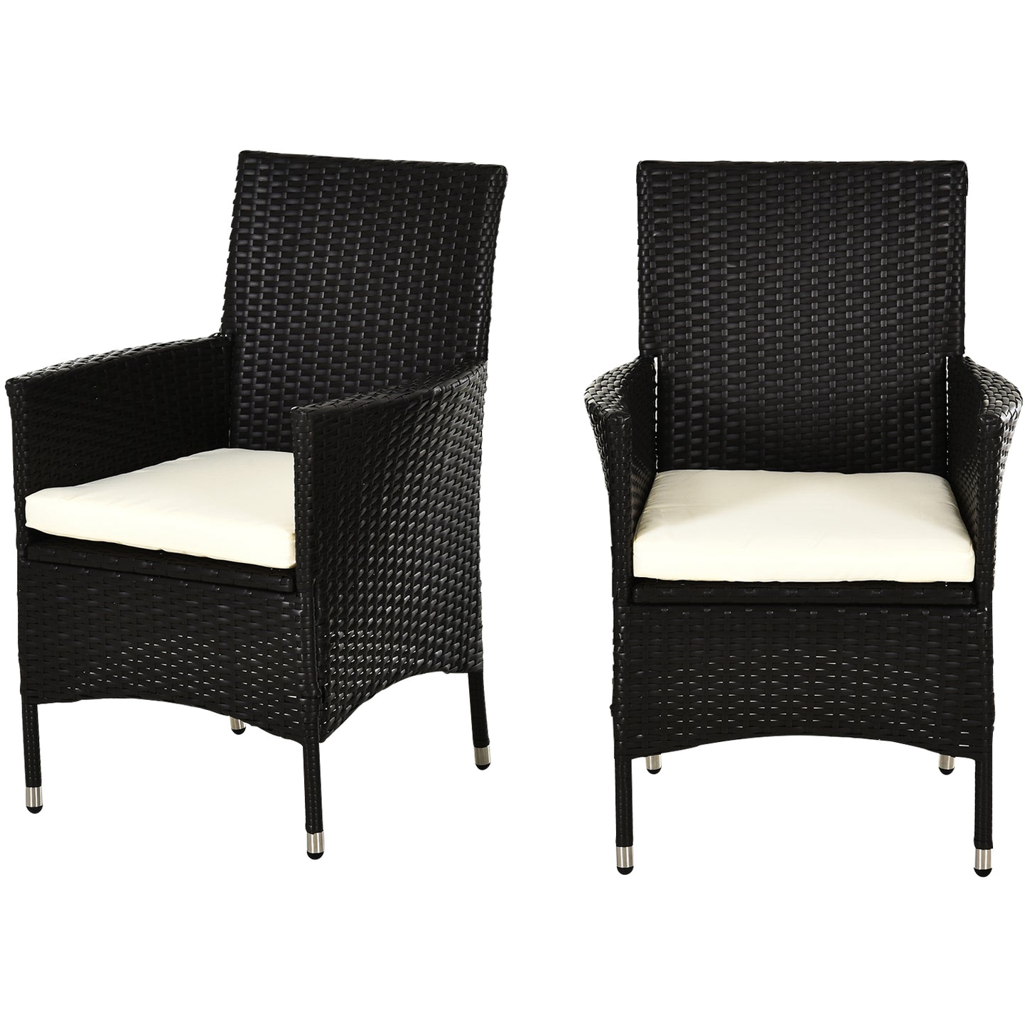 Outsunny Waterproof Rattan Armchair Duo: Deep Coffee Garden Patio Seating with Cushions