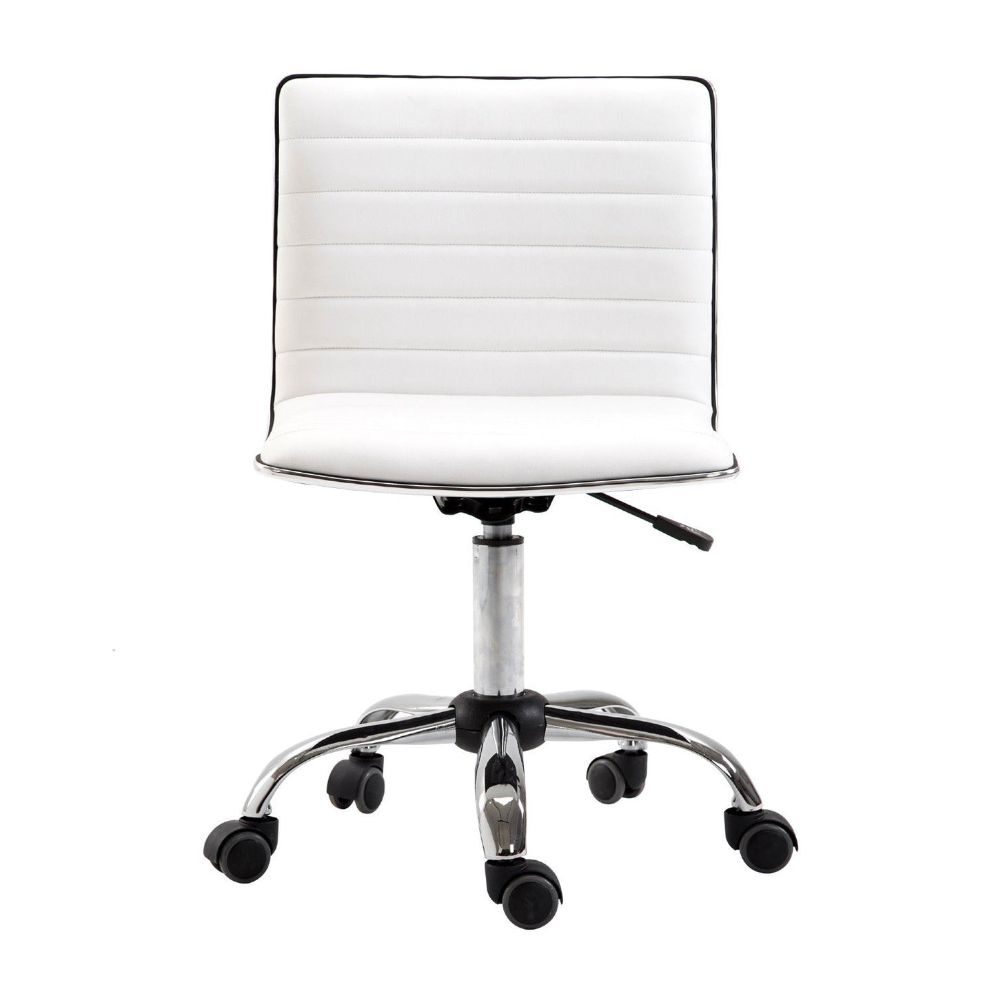 HOMCOM Adjustable Swivel Office Chair with Armless Mid-Back in PU Leather and Chrome Base - White