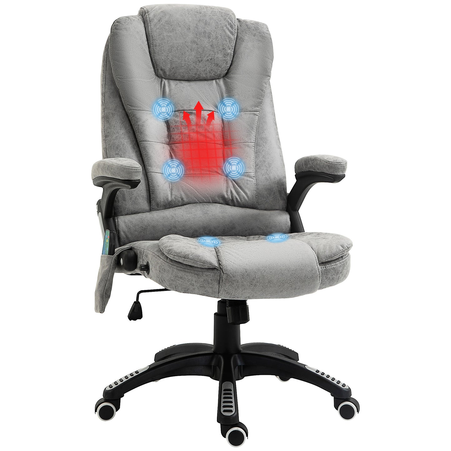 Vinsetto Heated Massage Recliner: 6 Massage Points, Microfiber, 360° Swivel, Slate Grey