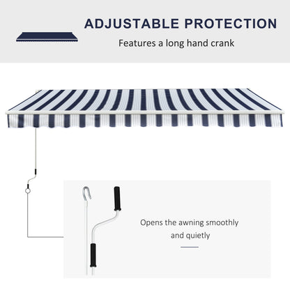 Outsunny Garden Patio Manual Retractable Awning Canopy Sun Shade Shelter, 3m x 2.5m-Blue/White