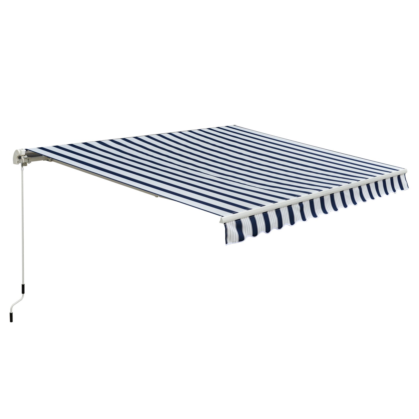 Outsunny Garden Patio Manual Retractable Awning Canopy Sun Shade Shelter, 3m x 2.5m-Blue/White