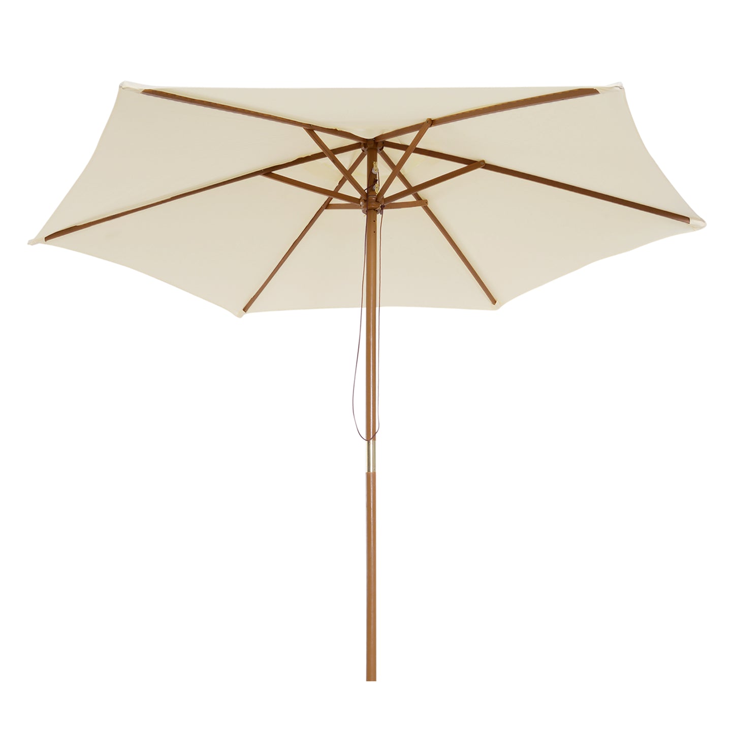 Outsunny 2.5m Wood Wooden Garden Parasol Sun Shade Patio Outdoor Umbrella Canopy New(Beige)