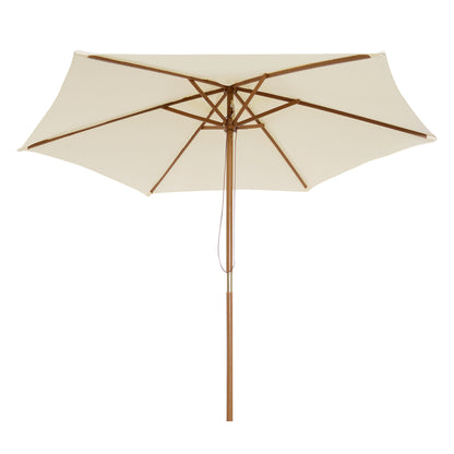 Outsunny 2.5m Wood Wooden Garden Parasol Sun Shade Patio Outdoor Umbrella Canopy New(Beige)