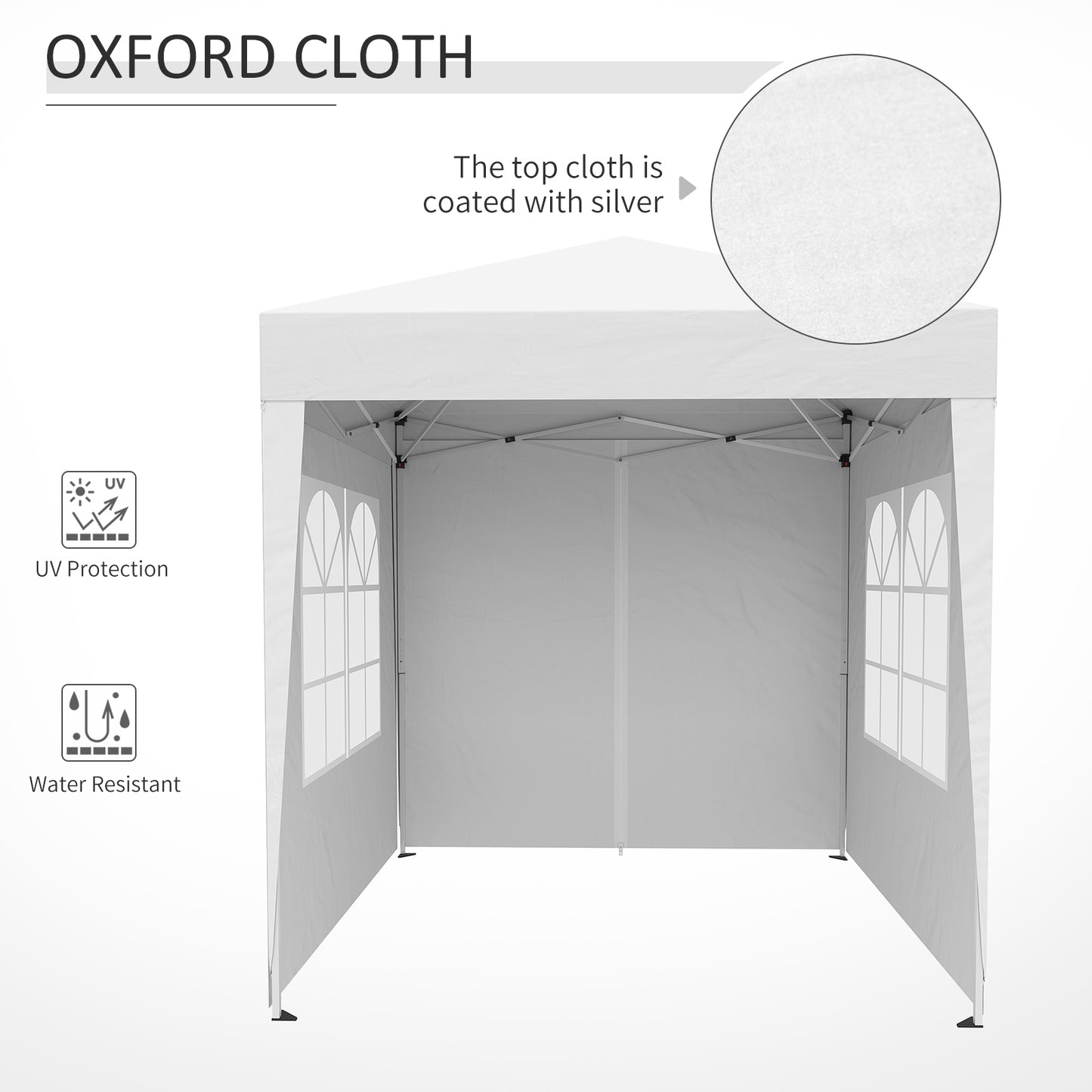 Outsunny 2 x2m Pop Up Gazebo Canopy Party Tent Wedding Awning W/ free Carrying Case White + Removable 2 Walls 2 Windows-White