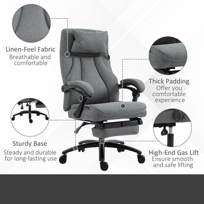 Vinsetto Ergonomic Office Chair with 2-Point Vibration Massage Pillow, USB Powered, Adjustable Height, Swivel, Grey | Chahine Milad UK