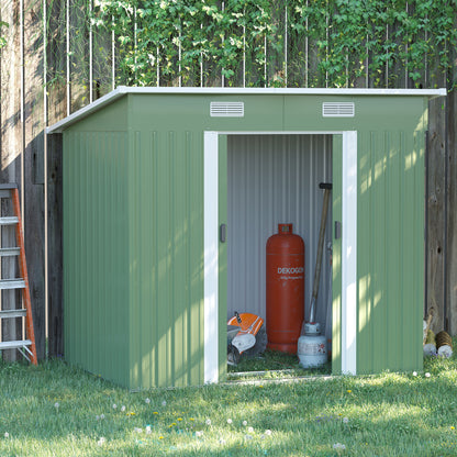 Outsunny 6.8 x 4.3ft Outdoor Garden Storage Shed, Tool Storage Box for Backyard, Patio and Lawn, Light Green