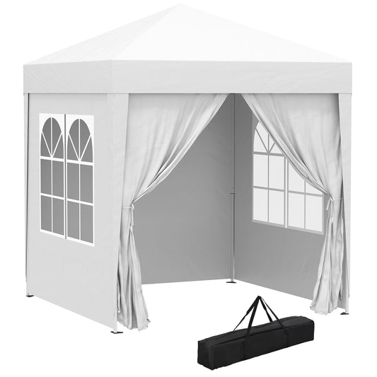 Outsunny 2x2m Garden Pop Up Gazebo Marquee Party Tent Wedding Awning Canopy W/ free Carrying Case + Removable 2 Walls 2 Windows-Blue