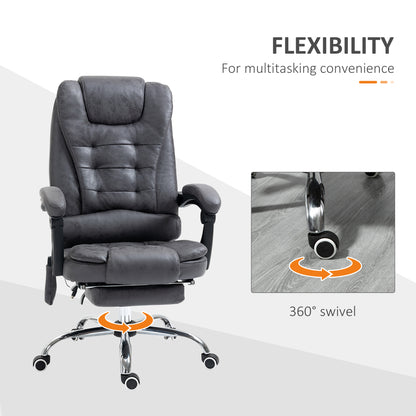 Vinsetto Executive Office Chair with 6 Point Heated Vibration Massage, Swivel, Ergonomic, High Back, Recliner with Footrest, Dark Grey