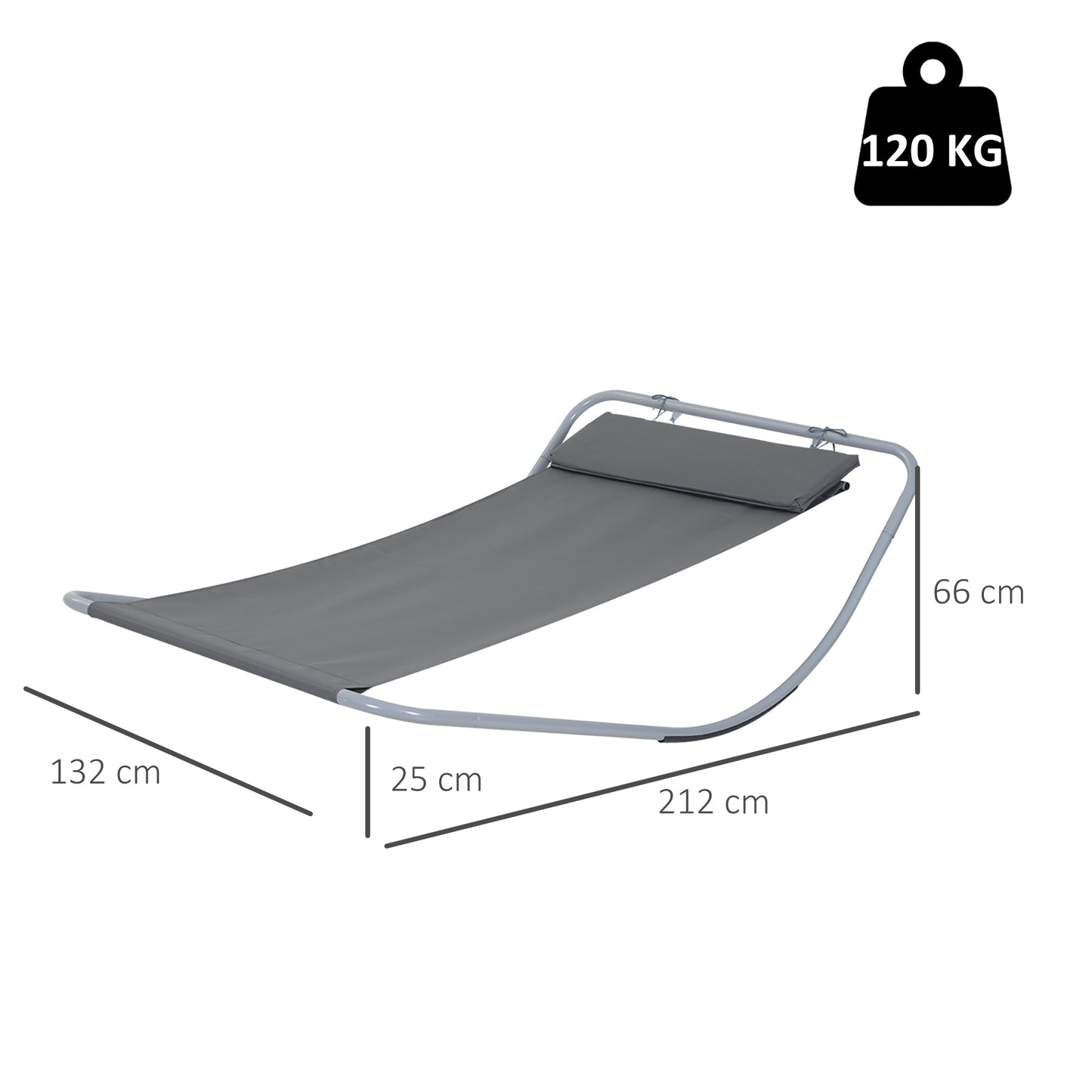 Outsunny Outdoor Double Rocking Bed Hammock-Grey