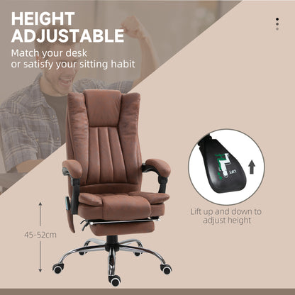 Vinsetto High Back Vibration Massage Office Chair, Heated Reclining Leathaire Fabric Computer Chair with Footrest, Brown