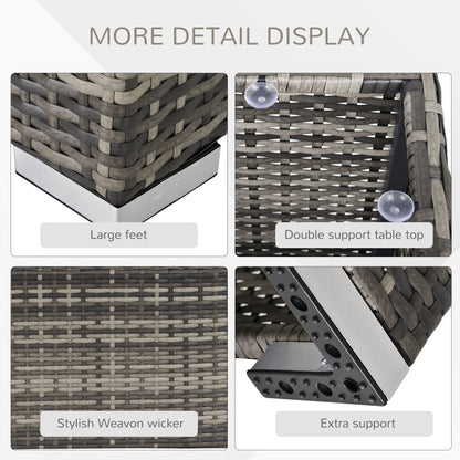 Outsunny Rattan Coffee Table Ready to Use Outdoor Furniture Suitable for Garden Backyard Deep Grey
