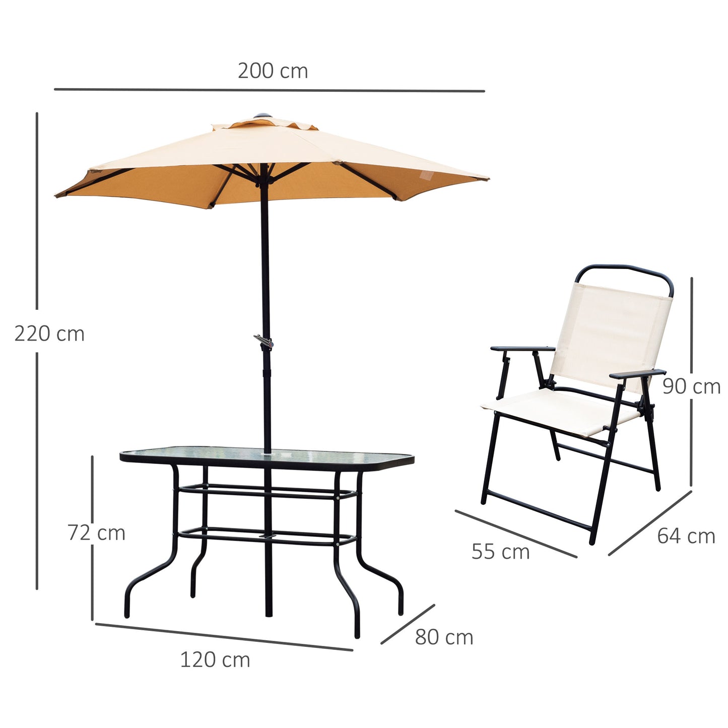 Outsunny 8 Pcs Dining Set W/Umbrella, Textilene-Beige