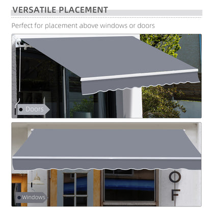 Outsunny Garden Patio Manual Awning Canopy Sun Shade Shelter Retractable 4m x 3m-Grey