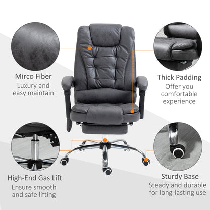 Vinsetto Executive Office Chair with 6 Point Heated Vibration Massage, Swivel, Ergonomic, High Back, Recliner with Footrest, Dark Grey