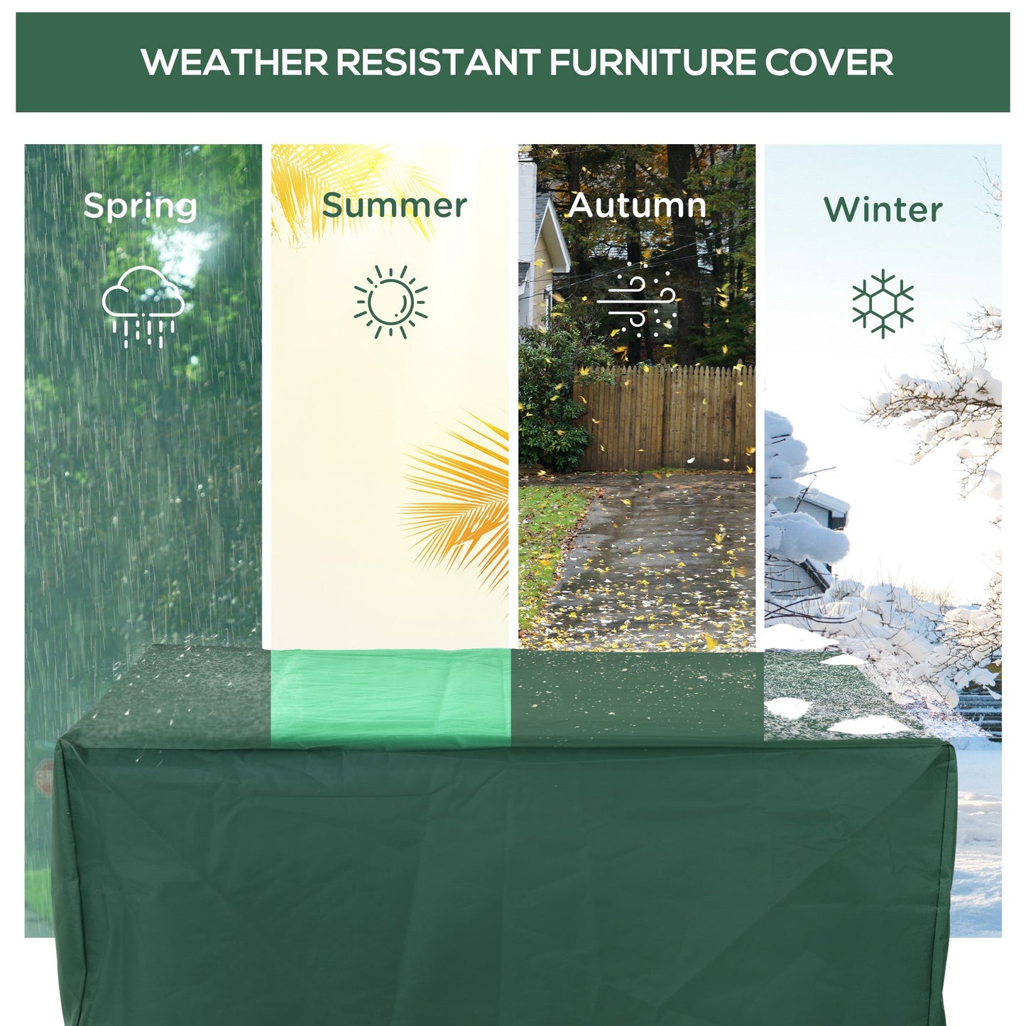 Outsunny 600D Garden Furniture Cover Outdoor Garden Rattan Furniture Protection Oxford Patio Set Cover Waterproof Anti-UV Green 245 x 165 x 55cm