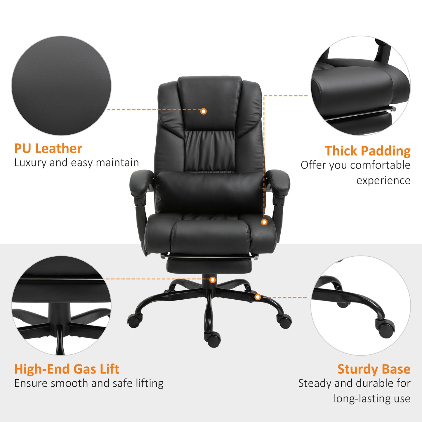 Vinsetto Racing Chair with 6-Point Massage, PU Leather, Electric Recliner, Adjustable Height and Angle, Black