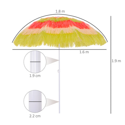 Outsunny Hawaii Beach Umbrella Foldable Parasol-Rainbow