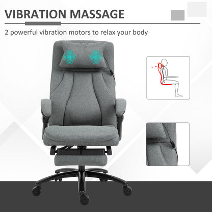 Vinsetto Ergonomic Office Chair with 2-Point Vibration Massage Pillow, USB Powered, Adjustable Height, Swivel, Grey | Chahine Milad UK