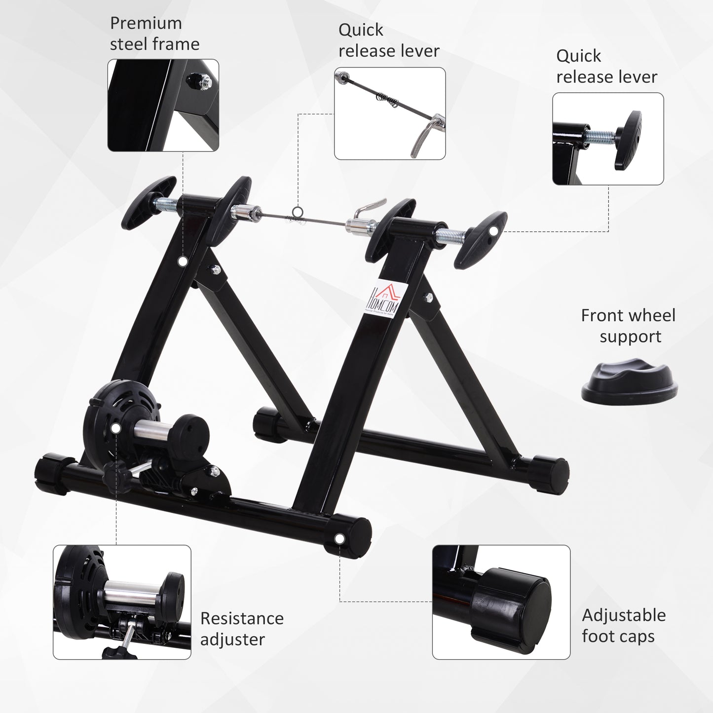 HOMCOM Foldable Indoor Bike Turbo Trainer-Black