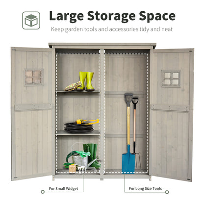 Outsunny Wooden Garden Shed Tool Storage Outsunny Wooden Garden Shed w/ Two Windows, Tool Storage Cabinet, 127.5L x 50W x 164H cm, Grey