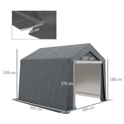 Outsunny 3 x 3(m) Waterproof Portable Shed, Garden Storage Tent with Ventilation Window, for Bike, Motorbike, Garden Tools