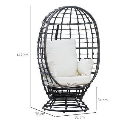 Outsunny 360° Swivel Egg Chair Outdoor, Cocoon Single Chair with Cushion for Patio & Conservatory Balcony, Black | Chahine & Milad UK