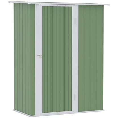 Outsunny Garden Storage Shed, Outdoor Tool Shed with Sloped Roof, Lockable Door for Equipment, Bikes, Light Green, 142 x 84 x 189cm