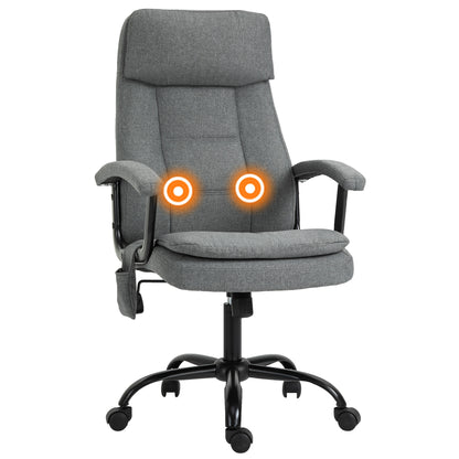 Vinsetto Office Chair w/ 2-Point Massage, Linen-Look Fabric, Ergonomic, Adjustable Height, 360° Swivel, 5 Castor Wheels, Rocking Function