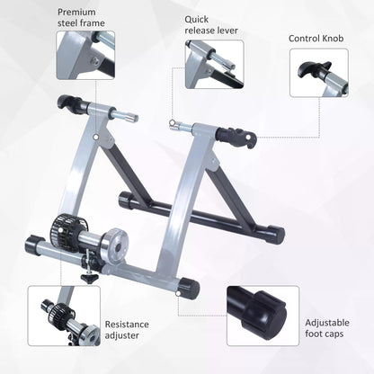 HOMCOM Indoor Bicycle Turbo Trainer, Cyclone System-Silver