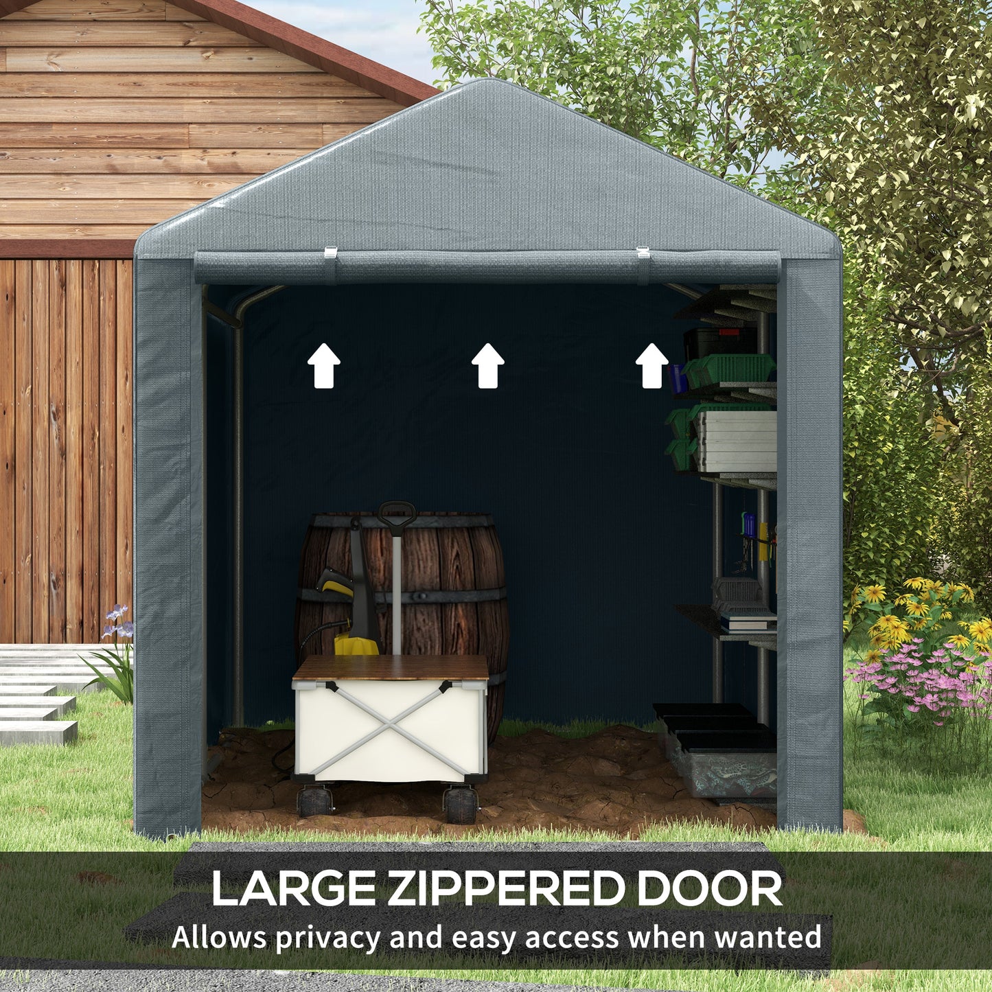 Outsunny 1.6 x 2.2m Garden Storage Shed Tent, with Accessories - Dark Grey