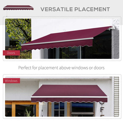 Outsunny Awning Canopy Sun Shade Canopy Garden Patio Manual Retractable Awning, 3x2.5 m-Red