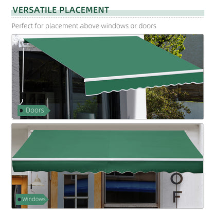 Outsunny Garden Patio Manual Retractable Awning Canopy Sun Shade Shelter 4m x 3m-Green