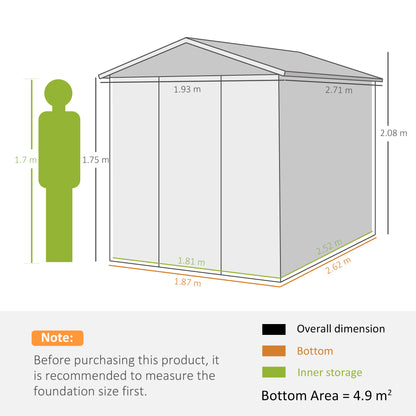 Outsunny 9FT x 6FT Galvanized Metal Garden Shed, Outdoor Storage Shed with Sloped Roof, Lockable Door, Tool Storage Shed for Backyard, Patio, White